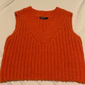 Nasty Gal bright orange fluffy knit sweater vest (size s)